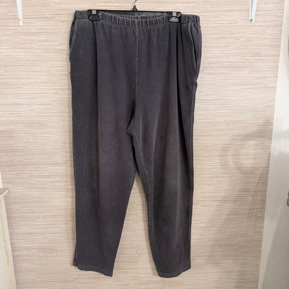 Lands' End Grey women's Ribbed Pull on pants size L 14/16